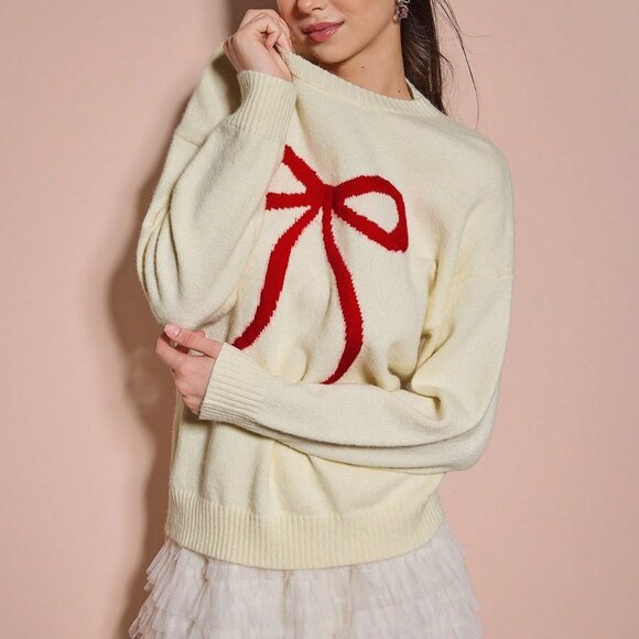 Apricot Casual Women's Romantic Oversized Christmas Sweater - Picture 7 of 7